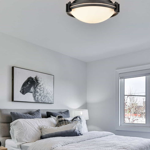 Black Flush Mount Light Milk Glass Ceiling Light Fixture